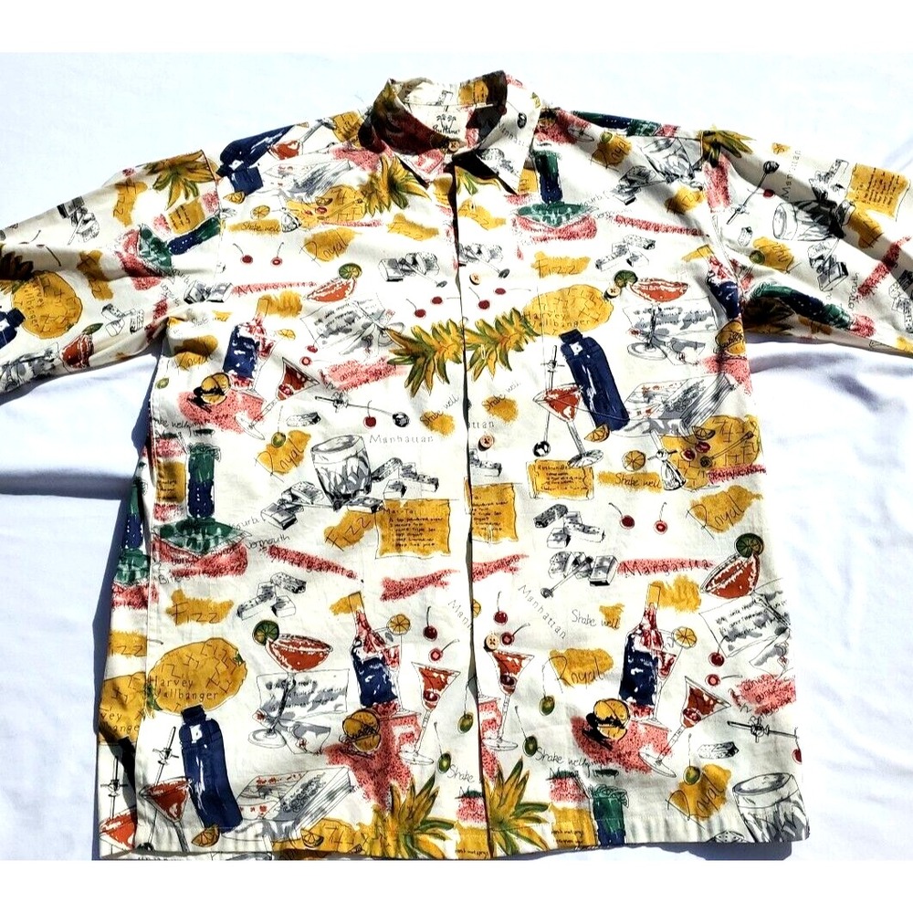 Pau Hana mens Aloha Hawaiian Shirt Med‎ Blue Islands Map Beach Short Sleeve